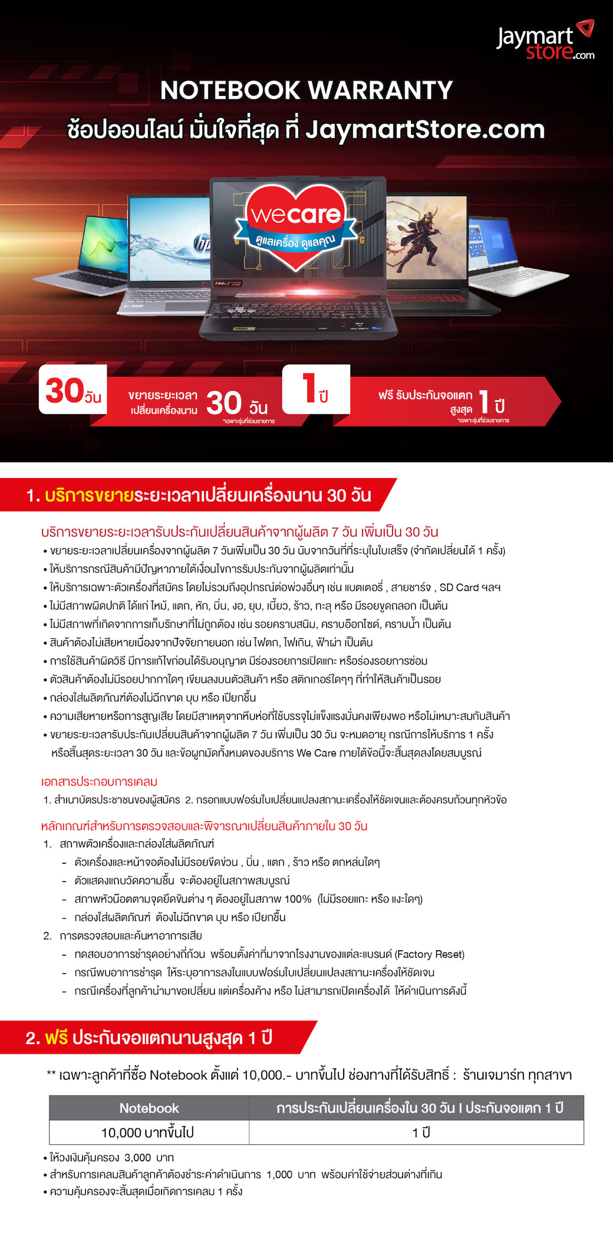 Mobile We Care Notebook Warranty มั่นใจที่สุดที่เจมาร์ท